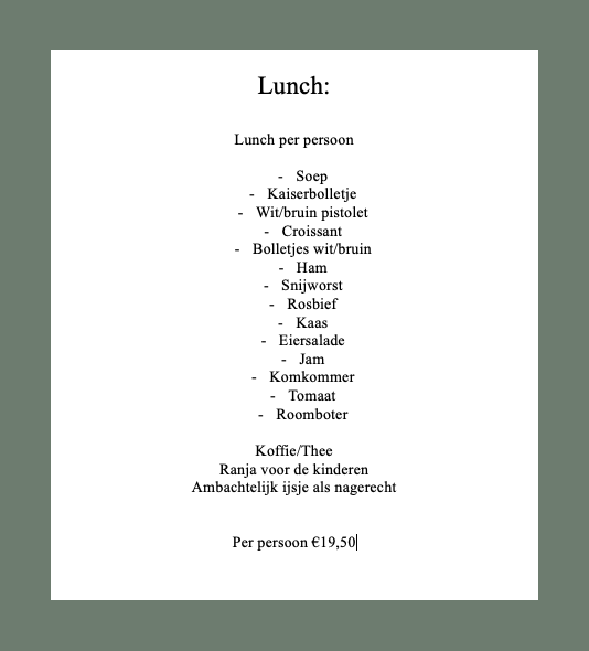 Lunch-menukaart